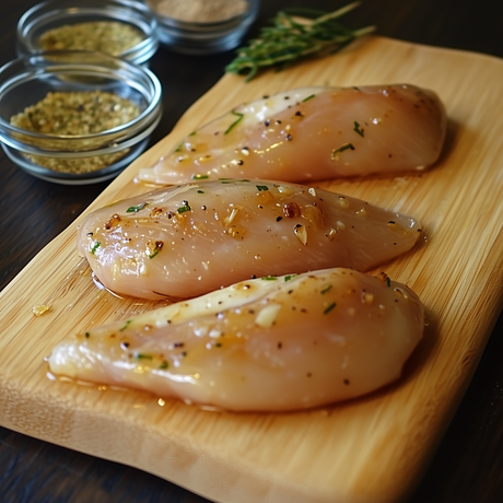 garlic butter marinated pastured chicken breast