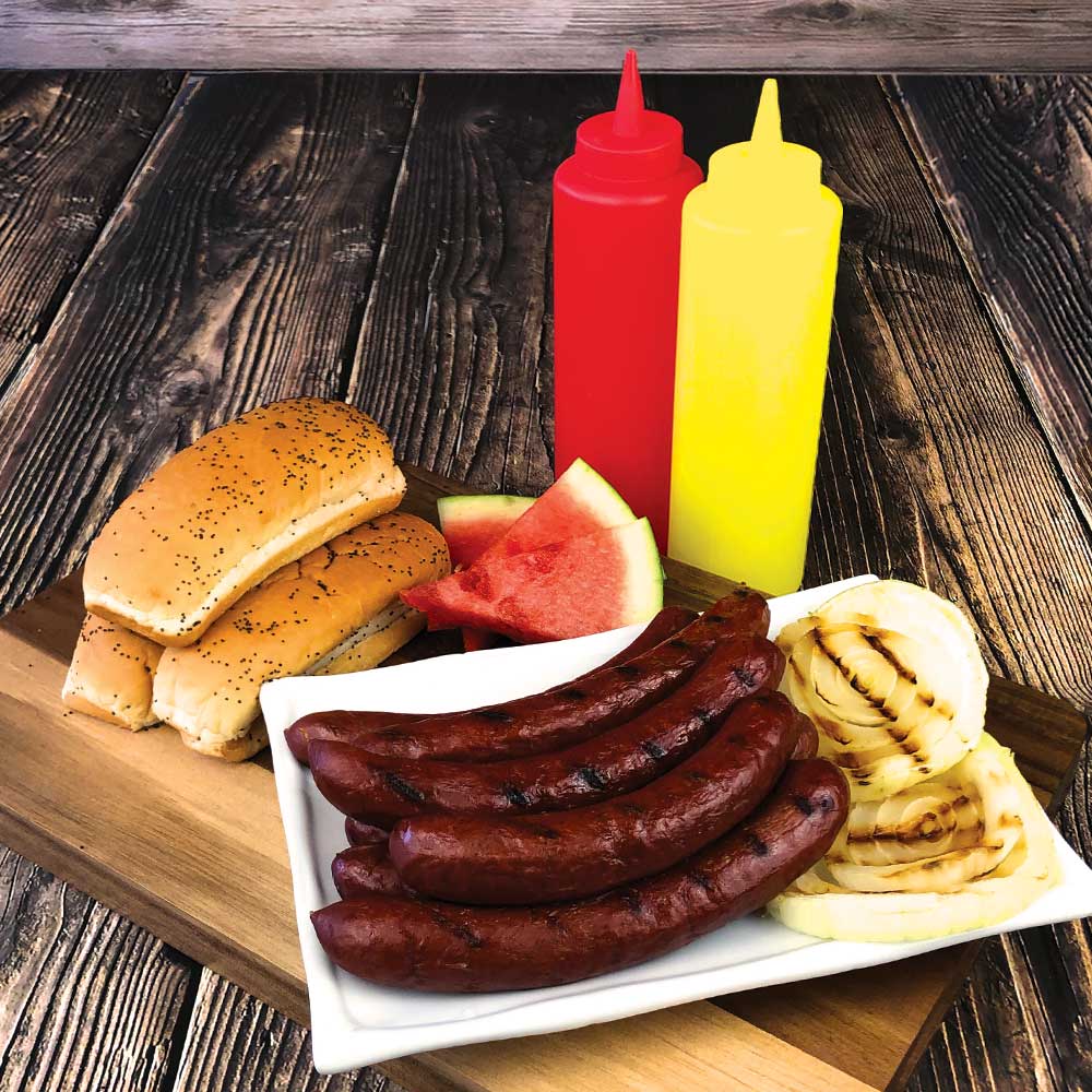 100% beef hot dogs